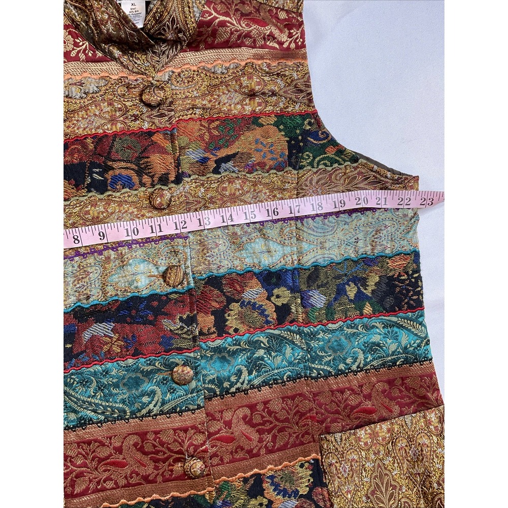 Travelsmith Tapestry Vest Art To Wear Silk Patchwork Lightweight Jacket Size XL - Picture 4 of 8